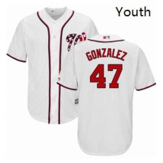 Youth Majestic Washington Nationals 47 Gio Gonzalez Replica White Home Cool Base MLB Jersey